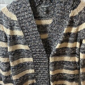 Eddie Bauer Navy and Cream Striped Cardigan